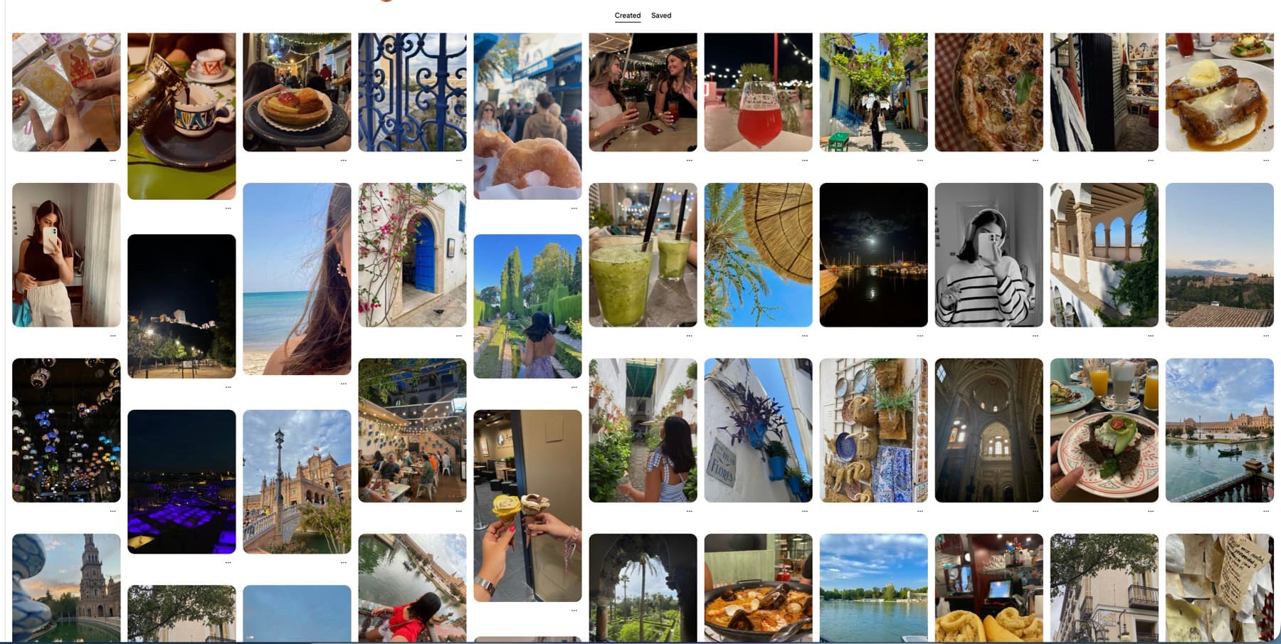 Pinterest moodboard with travel, cafes, architecture, food, and fashion inspiration